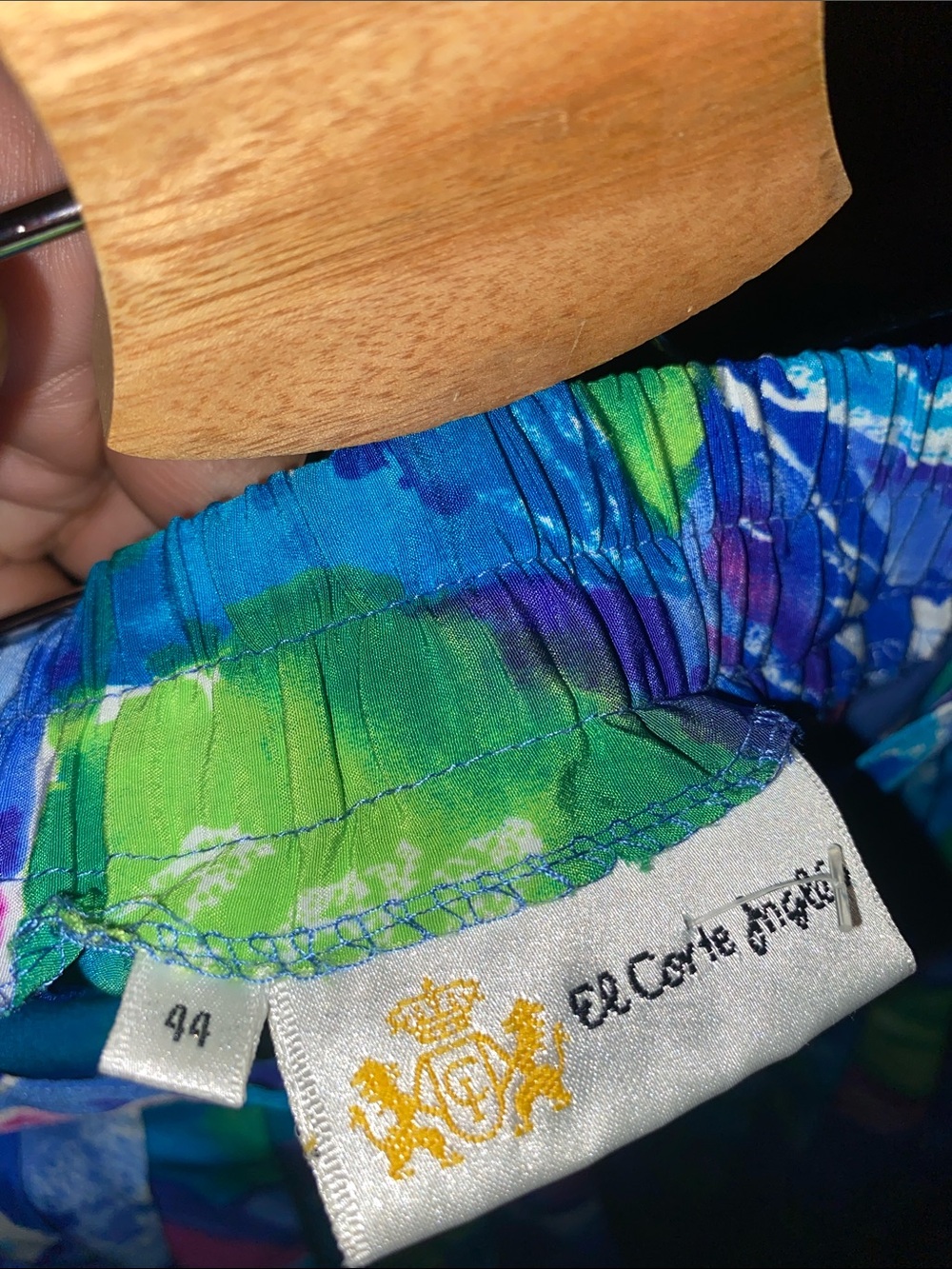 Vibrant Vintage Abstract Pleated Midi Skirt - Blue, Green, Purple - Picture 4 of 6
